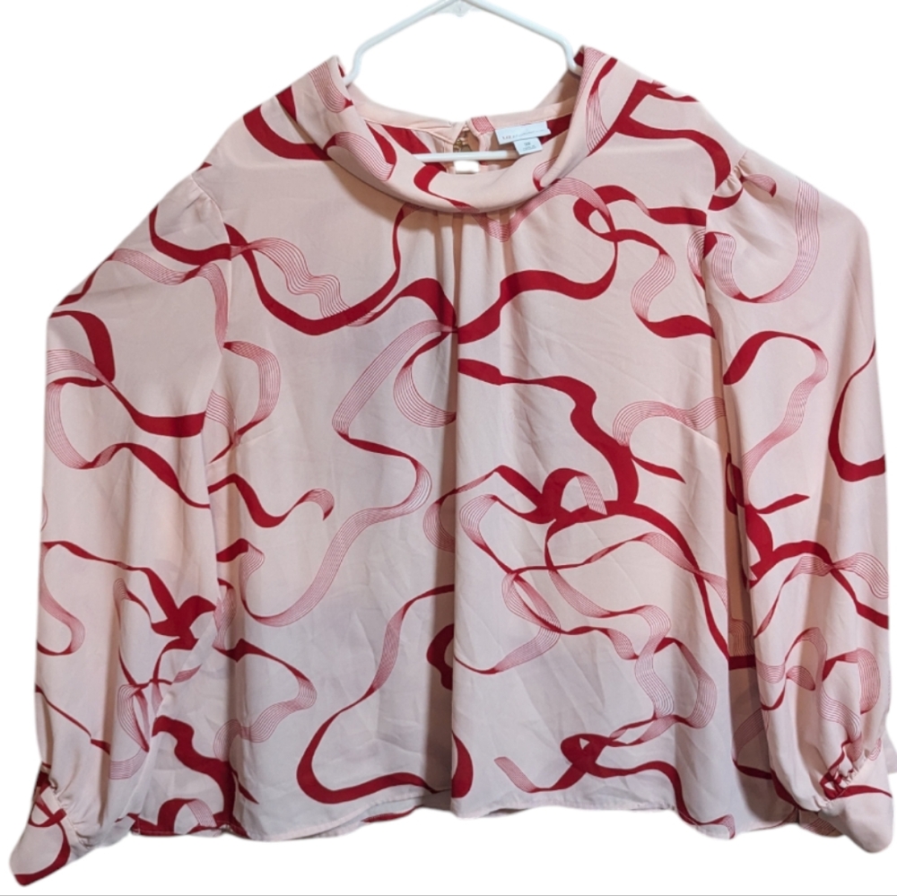 Liz Claiborne Women's Long Sleeve Blouse 3X pink ribbon design w-248